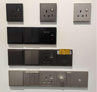 Interrupteurs muraux électriques MVAVA à double pôle IP15 CE RoHS 10A, panneau PC ultra-fin, 4 voies, 3 voies, bouton poussoir doré