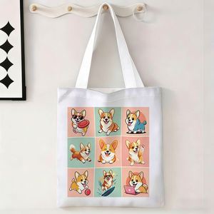 Sac fourre-tout pour femme TOTEUSVIA à imprimé chat, sac en toile à ouverture supérieure pour le shopping, le travail et l'école - Lavable en machine - Product Image 5