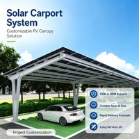 Système de carport solaire cantilever en aluminium pour panneaux photovoltaïques, idéal pour les projets de parkings résidentiels et commerciaux multi-voitures