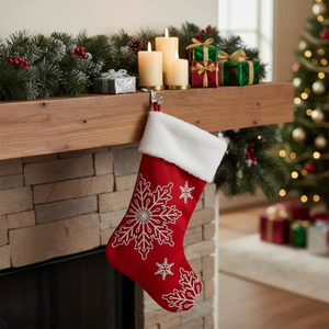 Chaussette de Noël personnalisée en polyester de luxe, broderie velours rouge et vert, style traditionnel, vente en gros, haute qualité, promotion - Product Image 4