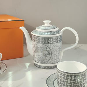 ชุดน้ำชาเซรามิกสีเงินสไตล์ยุโรปสำหรับ2คนของตกแต่งบ้านชุดกาแฟและชา - Product Image 4