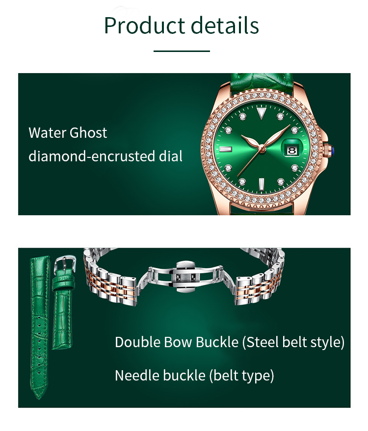 Luxury Green Rhinestone Dial Women display picture 1