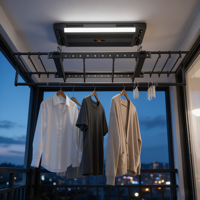 Rak Pengering Pakaian Elektrik Orlant, Gantungan Motor Bertenaga Listrik yang Dipasang di Langit-langit dengan 4 Kipas Pengering Udara Hangat untuk Balkon dan Ruang Cuci