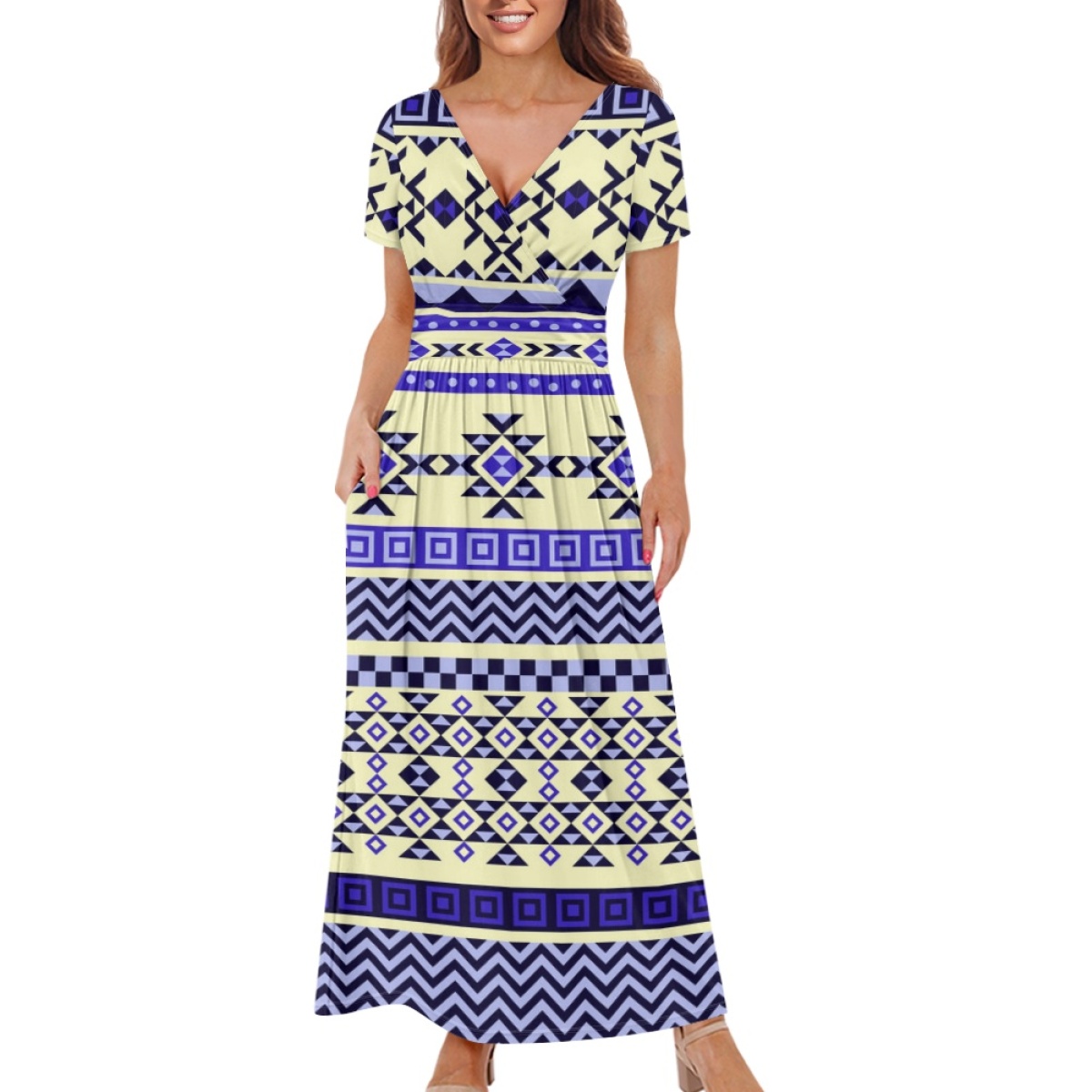 knee length dresses for ladies Cairo Blue Maxi Dress