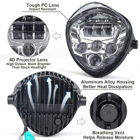 Phare de moto OVOVS 7 pouces avec support de fixation, fond rouge, DRL blanc, faisceau haut/bas pour moto Honda Yamaha Triumph