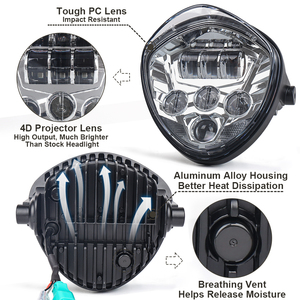 Faro Delantero para Motocicleta OVOVS de 7 Pulgadas con Soporte de Abrazadera, Fondo Rojo, Luz DRL Blanca, Luz Alta/Baja para Motocicleta Honda Yamaha Triumph - Product Image 3