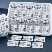 Étiquettes personnalisées étanches pour petits flacons de peptides avec code QR, autocollants pour emballage d'échantillons, impression OEM par lots avec code-barres
