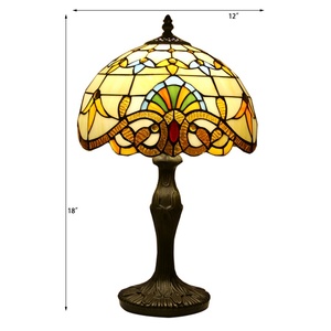 Lámpara de Mesa Tiffany LongHuiJing de 12 Pulgadas, Vidrio Emplomado, Estilo Barroco Europeo Clásico, Lámpara de Escritorio para Sala de Estar, Lámpara de Mesa para el Hogar - Product Image 3