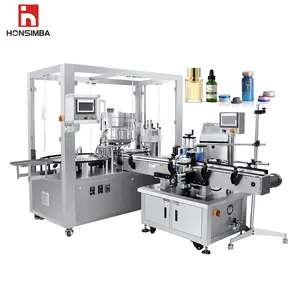 automatic multi-function dropper serum bottle packaging machine aseptic liquid fill capping label machine with two head filler