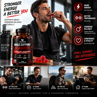Gummies Énergie et Vitalité Masculine Cayenne Zinc Ashwagandha Maca Fenugrec – Soutien Santé et Bien-être Homme – Épicé pour Hommes – Végétalien Sans OGM
