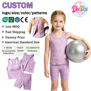 Pakaian Olahraga Anak Cepat Kering Yoga 2 Potong Set Tank Top Rok Tenis Perempuan Pakaian Aktif - Product Image 1