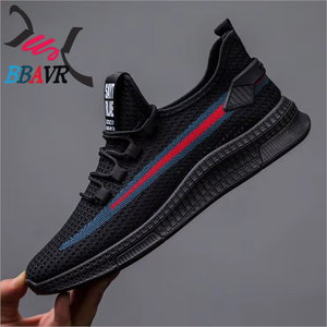 Chaussures de sport décontractées pour hommes en gros, respirantes, en maille et coton, légères, avec empeigne tissée pour le printemps - Product Image 1
