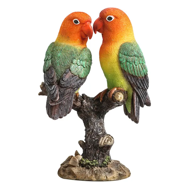 रचनात्मक प्रेम पक्षी सजावट, घर राल प्रतिमा हाथ से रंगीन राल पक्षी मूर्तिकला की सजावट