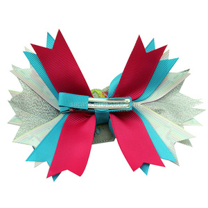 Fiocco per Capelli in Grosgrain Bianco da 5,5 Pollici, Fatto a Mano con Ricamo Arcobaleno, Accessorio per Capelli per Bambine - Product Image 4