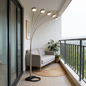 Lampe sur pied moderne et créative 4888SN à 5 arcs, design contemporain, corps de lampe en métal, abat-jour en forme de paon, utilisation en chambre à coucher, salon, LED chaude - Product Image 4