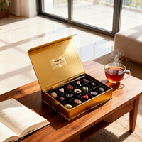 Maßgefertigte Luxus-Geschenkboxen in Rot, Gold und Grün mit Magnetverschluss für Valentinstag, mit Goldprägung-Logo, Schokoladen-Papierbox mit Einlage