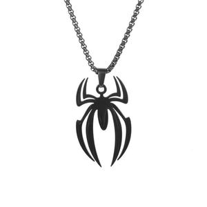 Collier tendance en acier inoxydable avec pendentif, collier Spiderman en or massif 14 carats pour femmes, hommes et filles - Product Image 1
