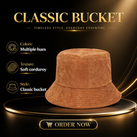 Topi Bucket Poliester Korduroi Topi Nelayan Warna Solid Uniseks Dapat Disesuaikan Hangat untuk Perjalanan Luar Ruangan Pelindung Matahari Penutup Kepala Musim Dingin