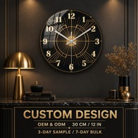 Reloj de Pared de Vidrio de 12 Pulgadas con Diseño de Pavo de Acción de Gracias, Personalizable, OEM, ODM, Directo de Fábrica, Decoración para el Hogar