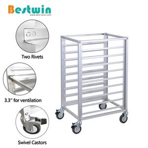 Estantería de aluminio Cocina Restaurante Cafetería Pizzería Hoja comercial Bun Pan Estante Bandeja para hornear Carro Carrito de panadería - Product Image 3