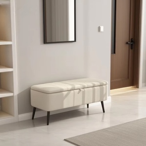Otomana con Estructura Metálica Cuadrada <span class=keywords><strong>y</strong></span> Patas Doradas, Banco de Almacenamiento Moderno con Tapicería de Tela <span class=keywords><strong>y</strong></span> Reposapiés <span class=keywords><strong>para</strong></span> Uso en el Hogar <span class=keywords><strong>y</strong></span> Hoteles - Product Image 4