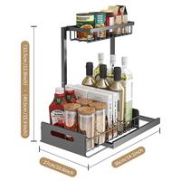Support de rangement réglable en métal à double couche Organisateur coulissant d'armoire d'évier de cuisine pour support de rangement de comptoir de bureau