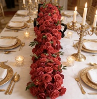 Chemin de table en fleurs de rose artificielles en soie 45x200cm Décoration de mariage