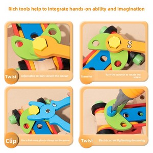 Boîte à <span class=keywords><strong>outils</strong></span> en bois dinosaure pour enfants, <span class=keywords><strong>jouet</strong></span> éducatif Montessori, ensemble de vis et écrous, jeu d'assemblage, <span class=keywords><strong>jouet</strong></span> d'imitation avec emballage - Product Image 4