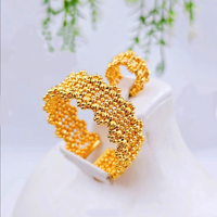 Ensemble de bracelets de luxe pour mariage à Dubaï, plaqué or 21 carats, design ajustable, bracelets et bagues pour femmes, cadeau