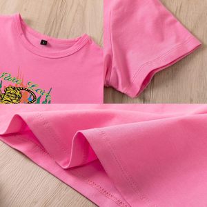 FOXA Women's Crop <b>Top</b> <b>Tiger</b> <b>Print</b> Pink Short Sleeve Crew Neck Y2K Aesthetic T Shirt 100% Cotton - Product Image 5
