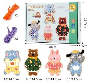 Juegos para Niños que Desarrollan la Imaginación, Materiales Educativos, Tarjetas de Animales para Enlazar, Tarjetas de Costura de Cartón - Product Image 1