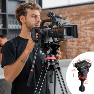 Trípode de cámara portátil profesional Soporte de cabeza fluida de aluminio para videocámara/<span class=keywords><strong>DSLR</strong></span> Trípode de video nuevo y mejorado - Product Image 5