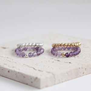 2025 nuevo diseño delicado 4mm anillos de cuentas de piedra Natural en oro elástico turmalina joyería de acero inoxidable para hombres y mujeres - Product Image 6