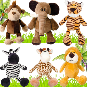 Set <span class=keywords><strong>de</strong></span> Animales <span class=keywords><strong>de</strong></span> Peluche <span class=keywords><strong>de</strong></span> <span class=keywords><strong>la</strong></span> Selva Estilo Tierno para Niños y Niñas con León, Elefante, <span class=keywords><strong>Cebra</strong></span>, Jirafa, Tigre y Mono - Product Image 1