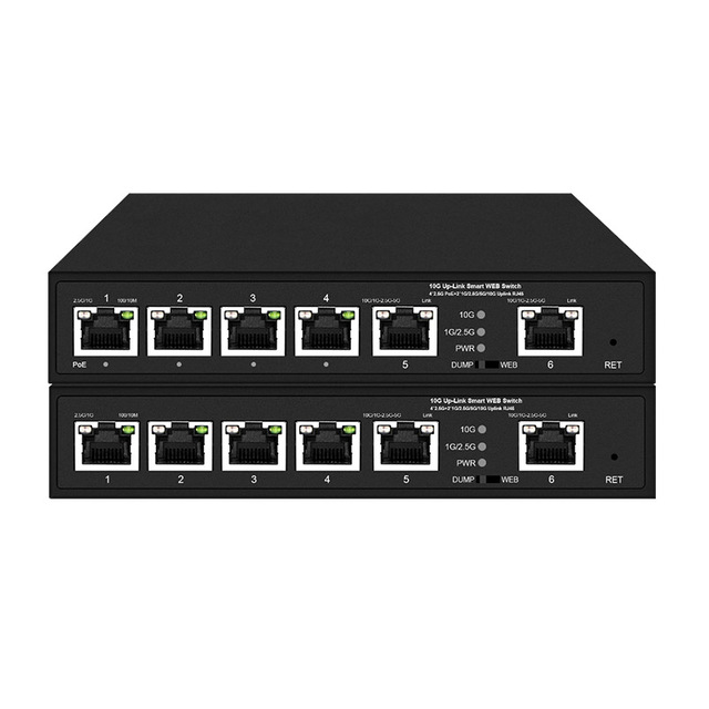 2.5G POE with 10G Uplink 6 Ports Ethernet WEB Managed Switch Support VLAN QoS IGMP