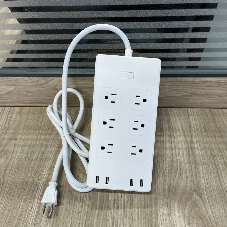 Toptan güç soketi evrensel güç şeridi abd standart güç bar 6 AC çıkışları ve 4 USB portları ile uzatma kurşun