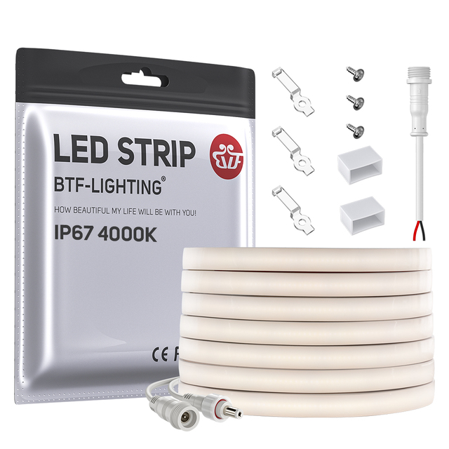 FCOB 24V 5M 528LEDs/m IP67 Outdoor Waterproof 3000K 4000K 6000K Flexible COB High Density Uniform Diffused Neon Led Strip Light