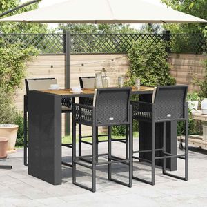 Black Rattan <b>Garden</b> <b>Bar</b> Set With <b>Table</b> And 4 Stools Outdoor Furniture Contemporary Design For Patio Or <b>Garden</b> Use - Product Image 3