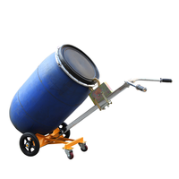 Chariot de manutention de fûts JNDO CE, capacité 450 kg, 2+4 roues, avec pince de préhension pour fûts en plastique et en acier de 200 L