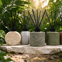 Bouteille diffuseur en verre texturé effet ciment, récipient de parfum d'ambiance aux tons terre naturels