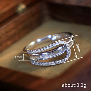 T0829 Geometric <b>Eternity</b> Band <b>Ring</b> Lab Created <b>Cubic</b> <b>Zirconia</b> Pave Setting Unisex Engagement Fashion <b>Rings</b> - Product Image 4