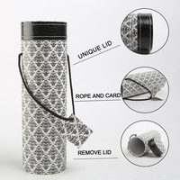 Haute qualité luxe fantaisie taille longue enlever couvercle cylindre tapis de yoga t-shirt emballage tube en papier noir kraft avec poignée en corde