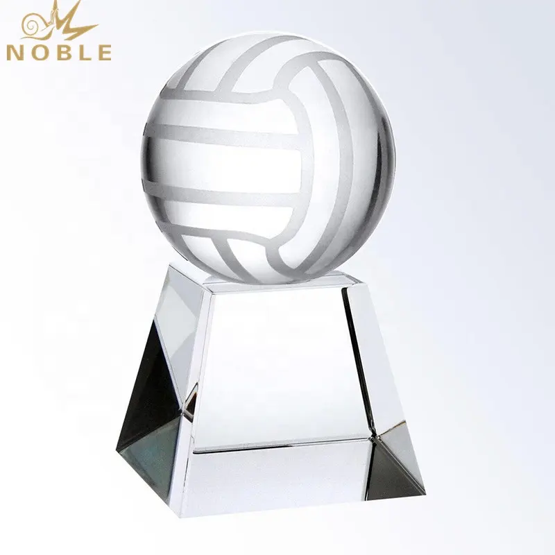 Accesorio de trofeo de bola deportiva óptica de 100mm de diámetro, voleibol de cristal