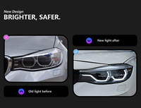 Phares LED améliorés pour BMW F34 Série 3 GT 2013-2020, avec lentille de projecteur LED DRL et clignotants séquentiels gauche et droit, Plug and Play