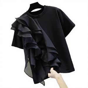 เสื้อยืดครอปท็อปผู้หญิงแบบสลิมฟิต ผลิตตามสั่งพร้อมโลโก้ OEM สำหรับฤดูร้อน เป็นมิตรต่อสิ่งแวดล้อม ติดกระดุม น้ำหนักเบา สวมใส่สบาย ผ้าสแปนเด็กซ์/คอตตอน - Product Image 2