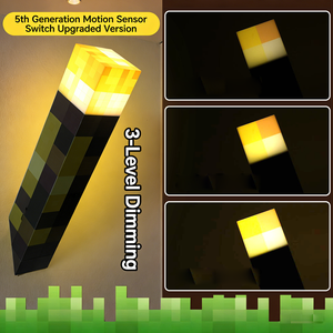 Lámpara de Antorcha Pixel de <span class=keywords><strong>Minecraft</strong></span>, 7 Colores Cambiantes y 3 Modos de Intensidad Regulable, Montaje en Pared y Soporte Independiente, Decoración para Dormitorio y Sala de Juegos para Niños - Product Image 5