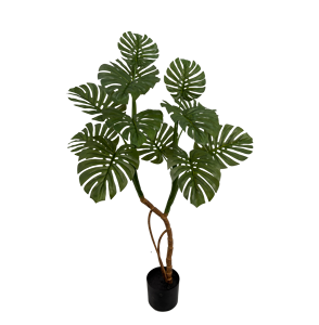 Plante artificielle Monstera 120 cm (4 pieds) – Faux Monstera 'Swiss Cheese' à feuilles fendues pour <span class=keywords><strong>d</strong></span>écoration intérieure - Product Image 1