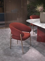 Chaise de salle à manger mobile en laine d'agneau, style italien moderne, simple, luxe léger, accoudoirs en tissu, dossier décontracté, acier au carbone