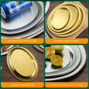 Plateau ovale <span class=keywords><strong>moderne</strong></span> en acier inoxydable Offre Spéciale servant une <span class=keywords><strong>assiette</strong></span> à poisson épaissie en or <span class=keywords><strong>Assiette</strong></span> à dessert fabriquée à l'origine - Product Image 4