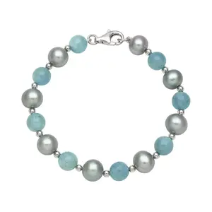 silver plated fashion bracelet jewelry Natural Stone Bead bracelet of pearl